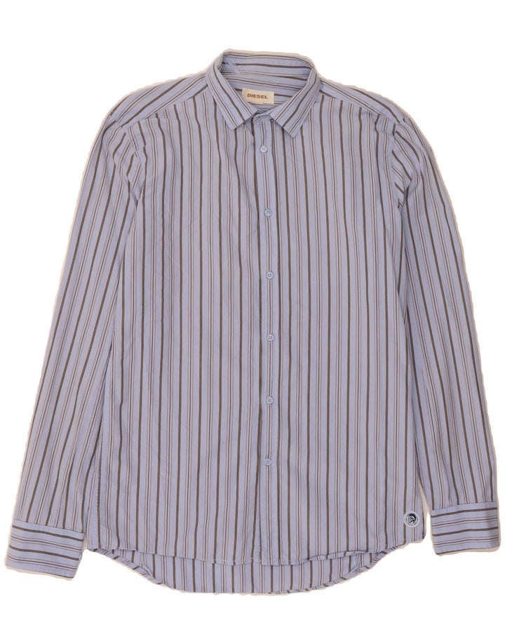 DIESEL Mens Shirt Large Blue Striped Cotton Vintage Diesel and Second-Hand Diesel from Messina Hembry 