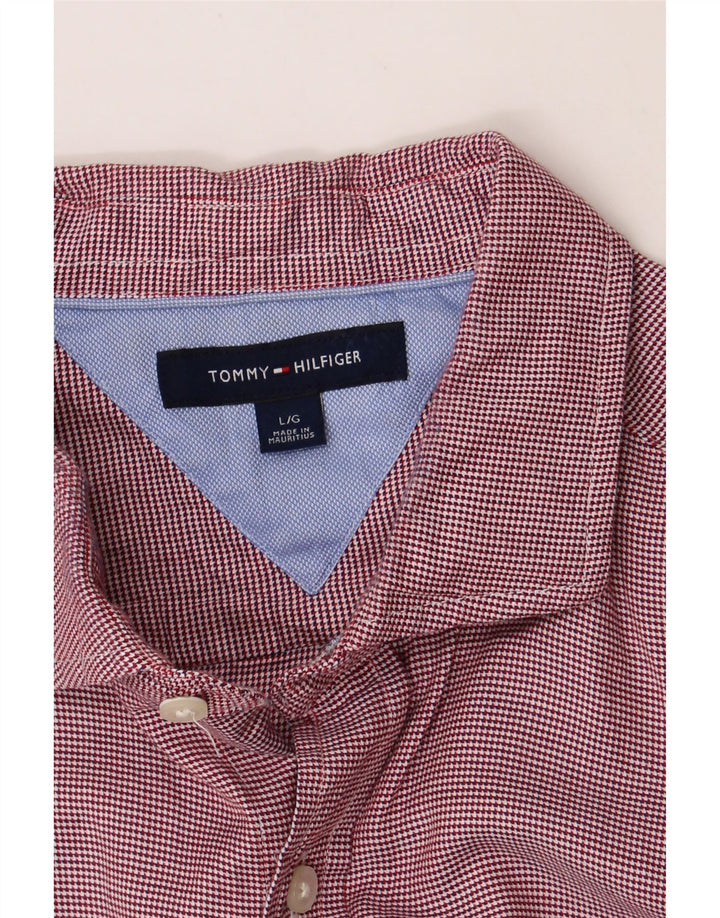 TOMMY HILFIGER Mens Shirt Large Red Houndstooth Vintage Tommy Hilfiger and Second-Hand Tommy Hilfiger from Messina Hembry 