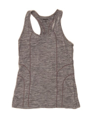 REEBOK Womens Vest Top UK 8 Small Grey Pinstripe Polyester