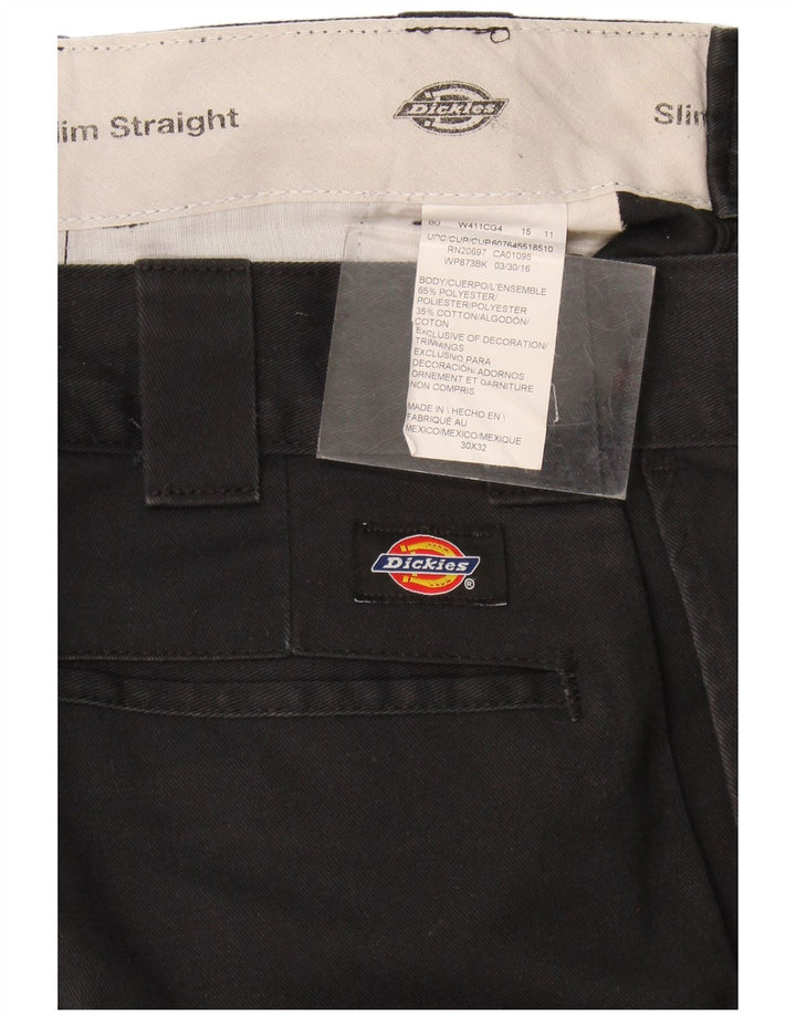 Dickies Mens Slim Straight Chino Trousers W30 L32 Black Polyester