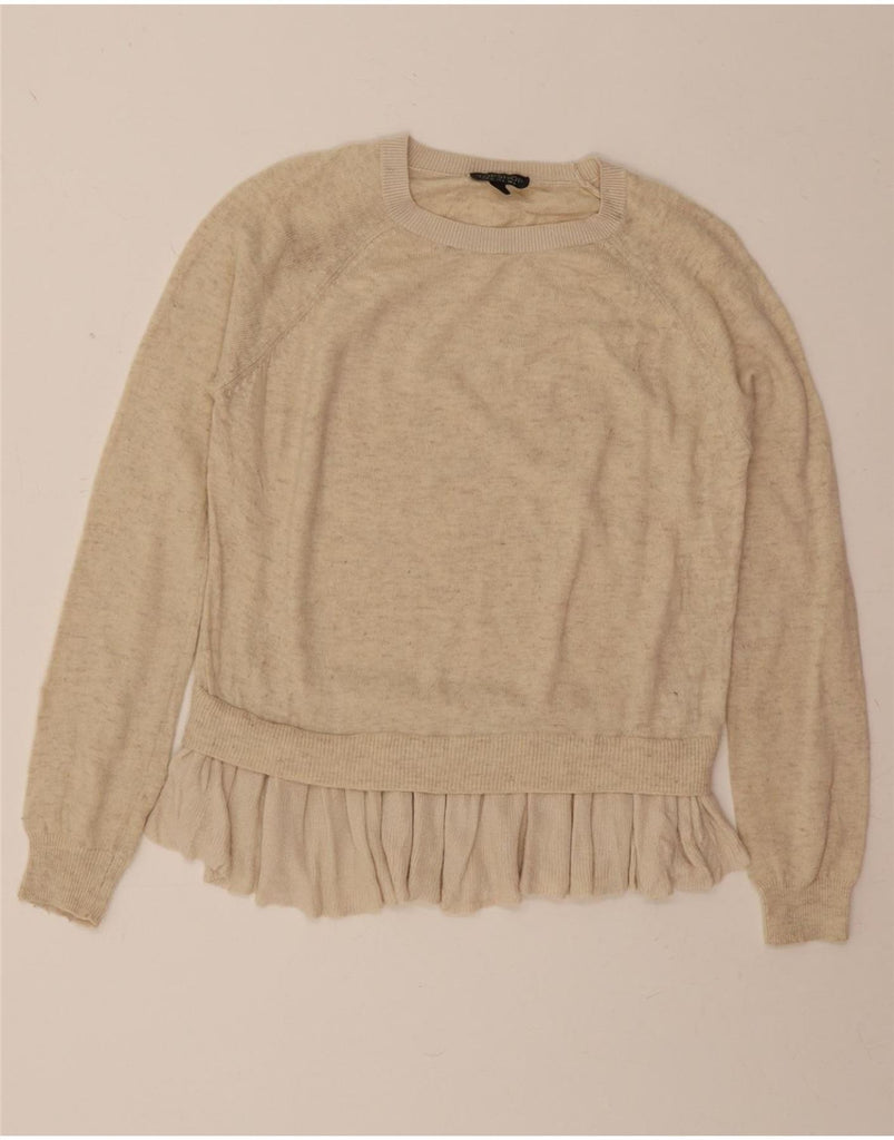 TOPSHOP Womens Crew Neck Jumper Sweater UK 8 Small  Beige Nylon Vintage Topshop and Second-Hand Topshop from Messina Hembry 