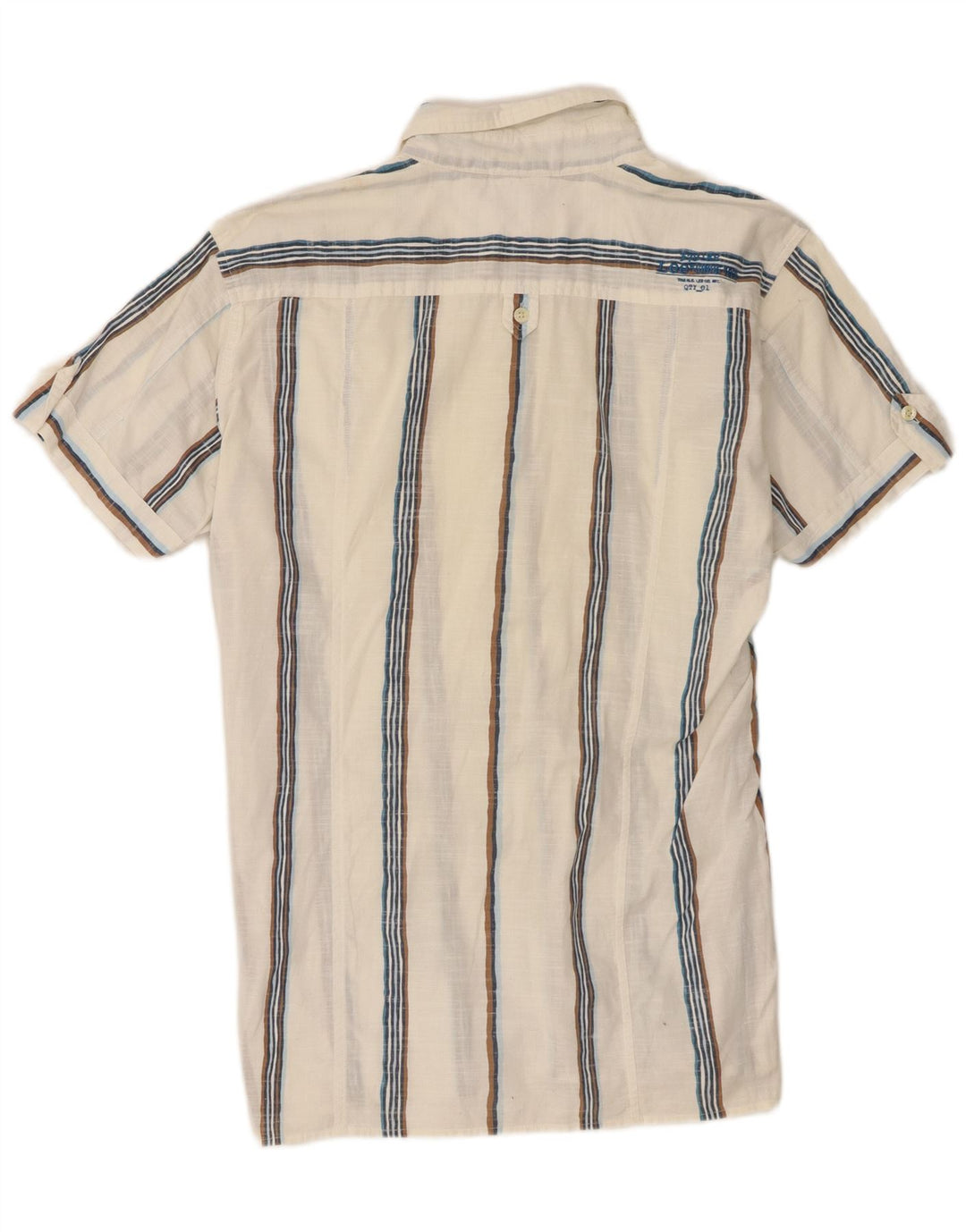 Lee Mens Short Sleeve Shirt Large White Striped Cotton