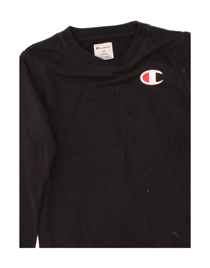 CHAMPION Boys Graphic Sweatshirt Jumper 10-11 Years Large Black Cotton Vintage Champion and Second-Hand Champion from Messina Hembry 