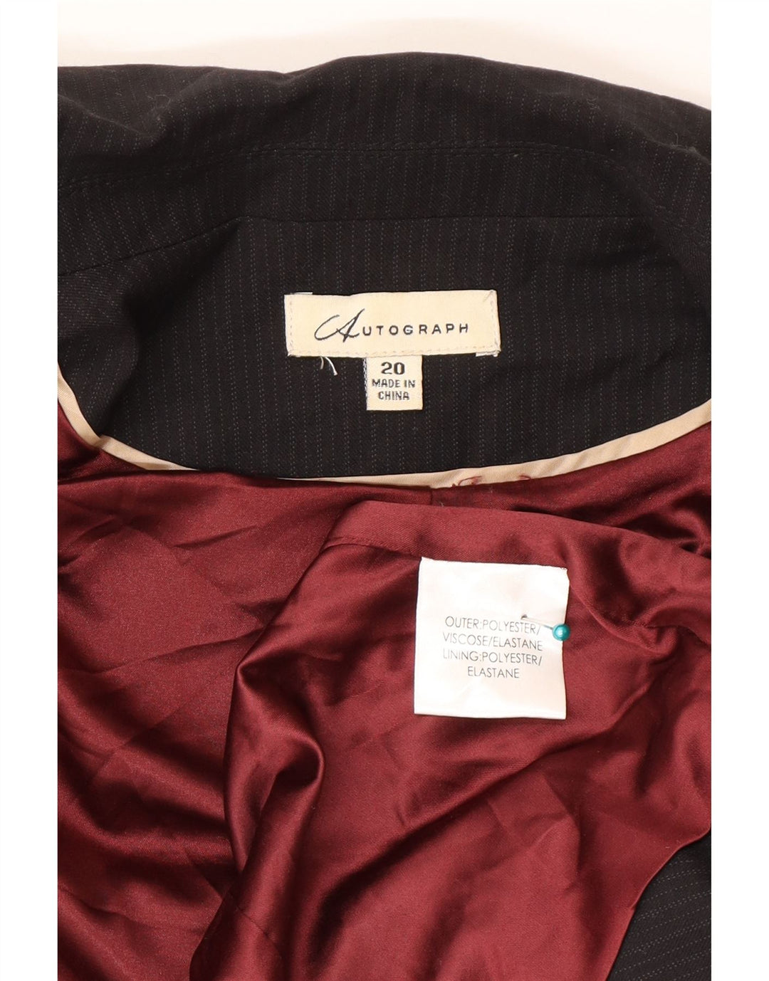 Marks & Spencer Womens Autograph Blazer Jacket UK 20 2XL Black Pinstripe