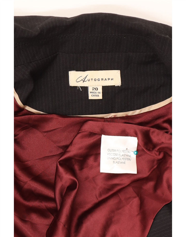 Marks & Spencer Womens Autograph Blazer Jacket UK 20 2XL Black Pinstripe