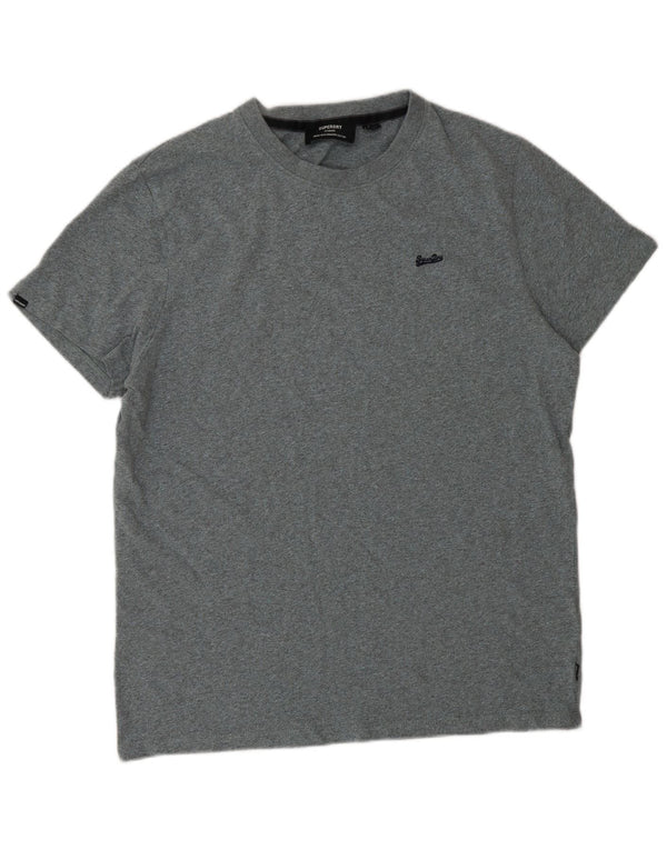 Superdry Mens T-Shirt Top XL Grey Flecked Cotton
