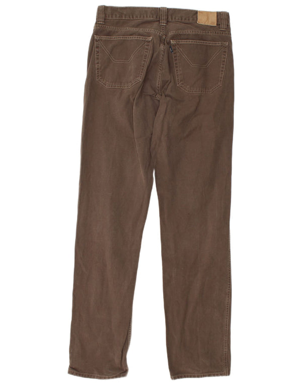 Jeckerson Mens Straight Casual Trousers W34 L34 Brown Cotton