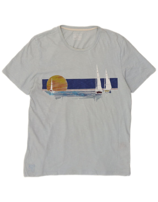 Fat Face Mens Graphic T-Shirt Top Large Blue Cotton