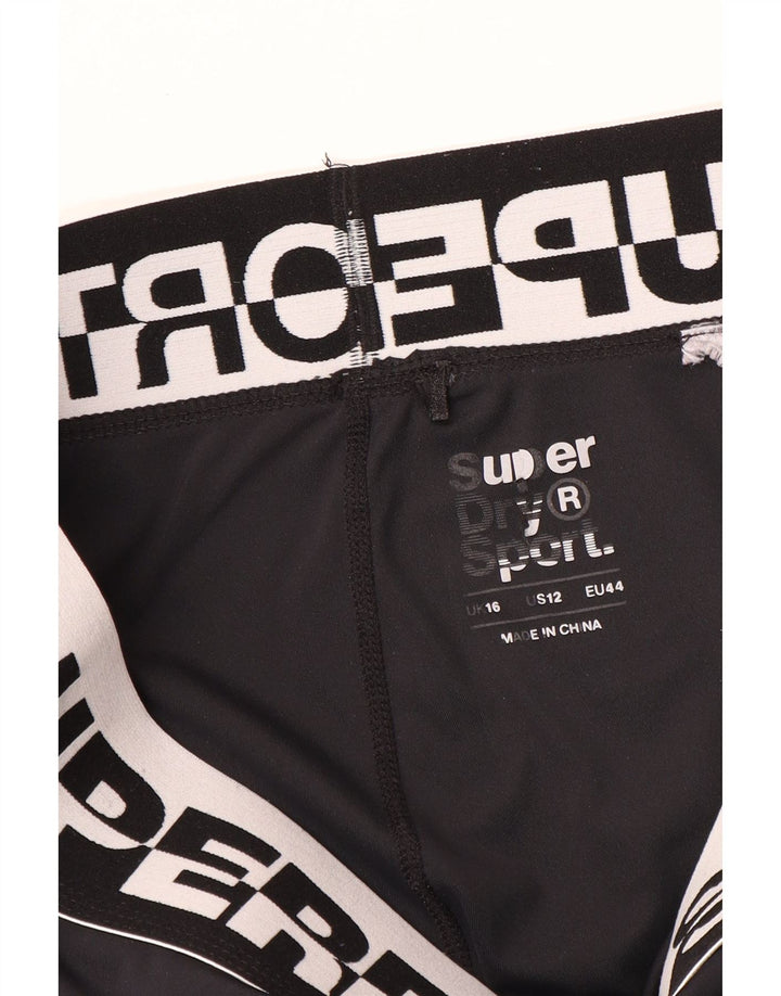 Superdry Womens Graphic Crop Leggings UK 16 Large  Black