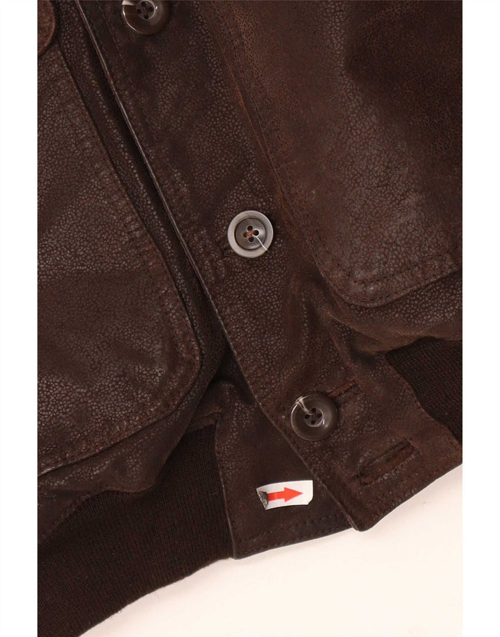 Vintage Mens Bomber Leather Jacket IT 48 Medium Brown