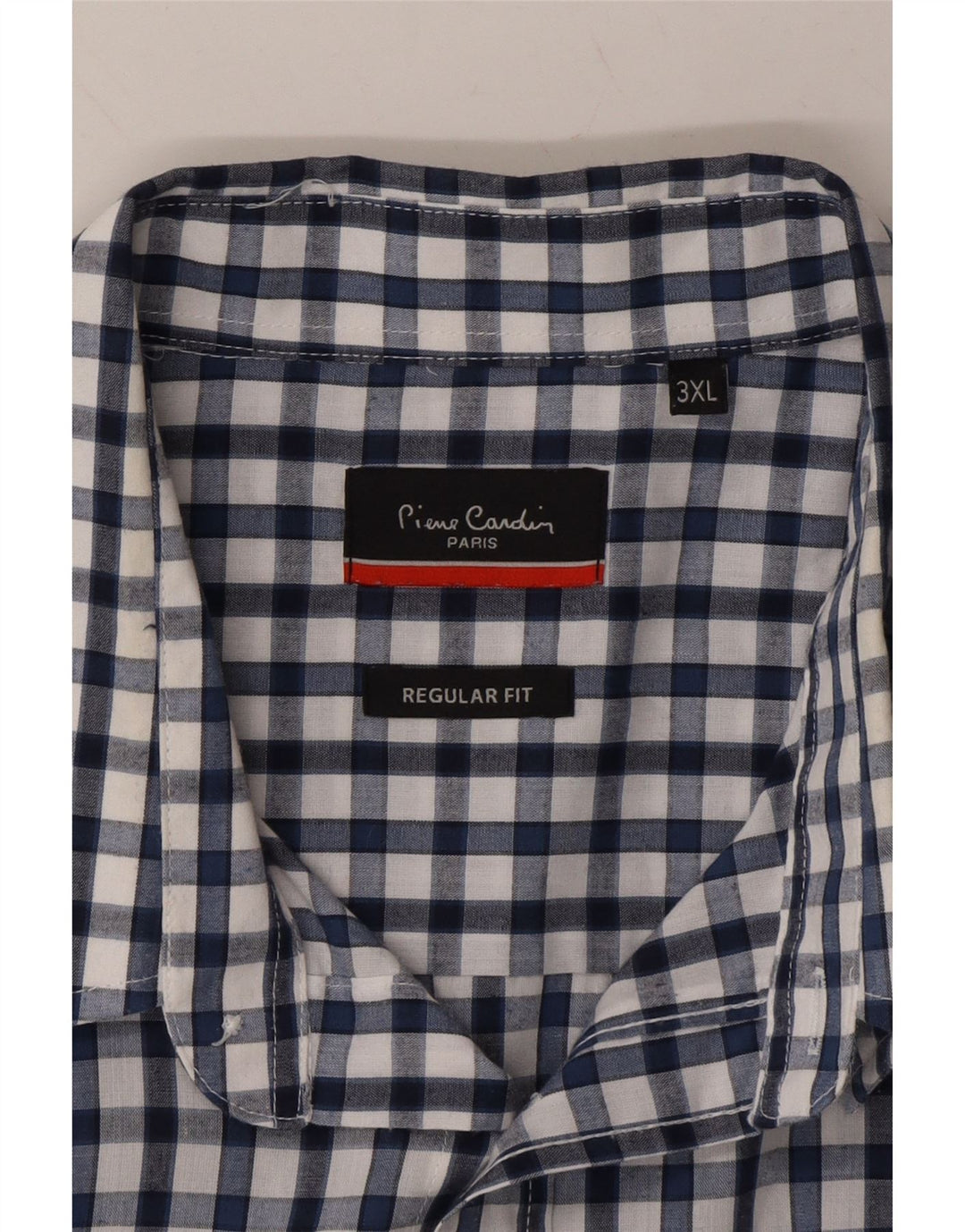 PIERRE CARDIN Mens Regular Fit Short Sleeve Shirt 3XL Navy Blue Check Vintage Pierre Cardin and Second-Hand Pierre Cardin from Messina Hembry 