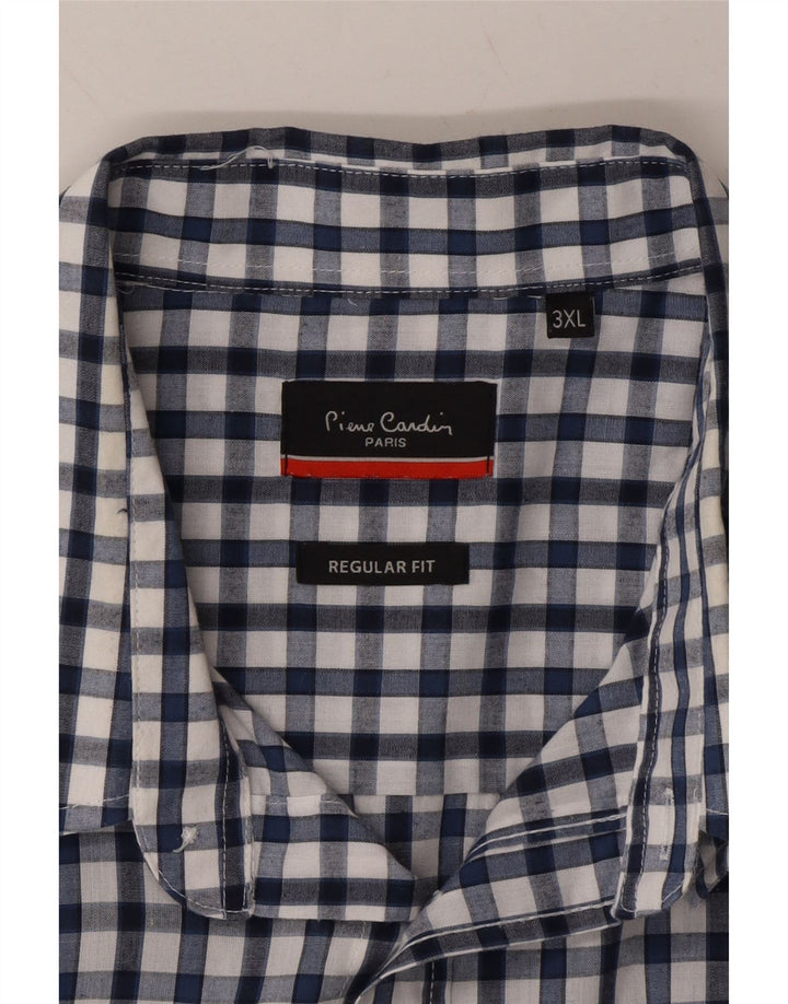 PIERRE CARDIN Mens Regular Fit Short Sleeve Shirt 3XL Navy Blue Check Vintage Pierre Cardin and Second-Hand Pierre Cardin from Messina Hembry 