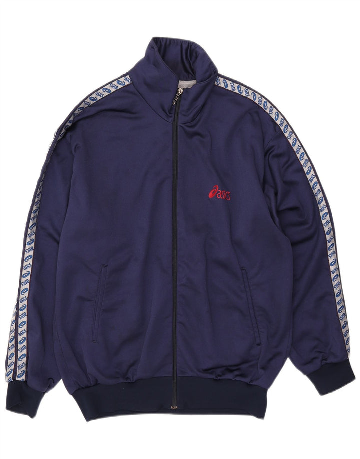 Asics Mens Graphic Tracksuit Top Jacket XL Navy Blue Colourblock