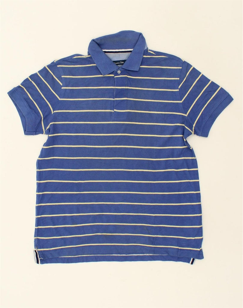 MASSIMO DUTTI Mens Polo Shirt Large Blue Striped Cotton | Vintage Massimo Dutti | Thrift | Second-Hand Massimo Dutti | Used Clothing | Messina Hembry 