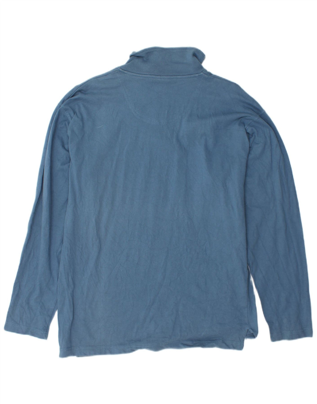 CHAMPION Mens Zip Neck Top Long Sleeve Large Blue