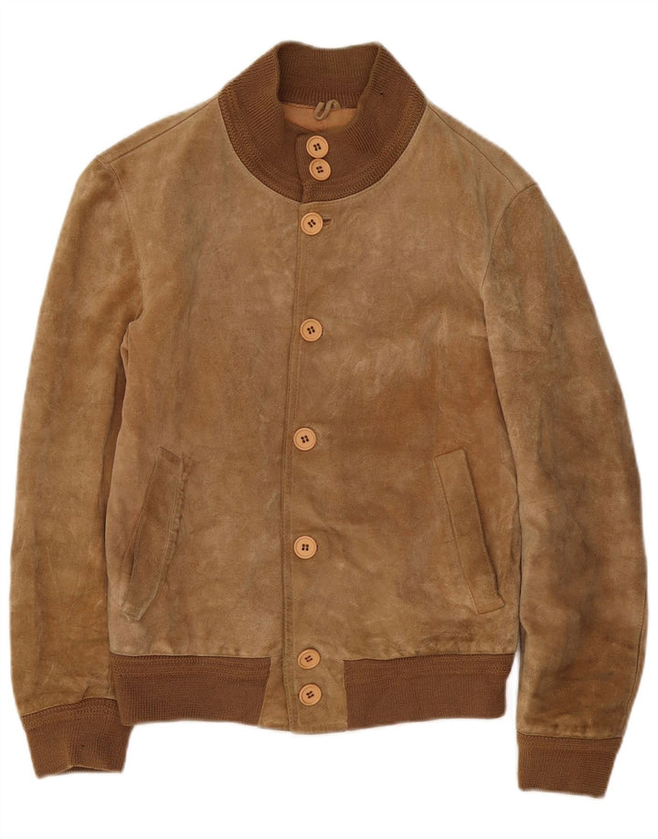 Vintage Mens Suede Bomber Jacket IT 46 Small Beige