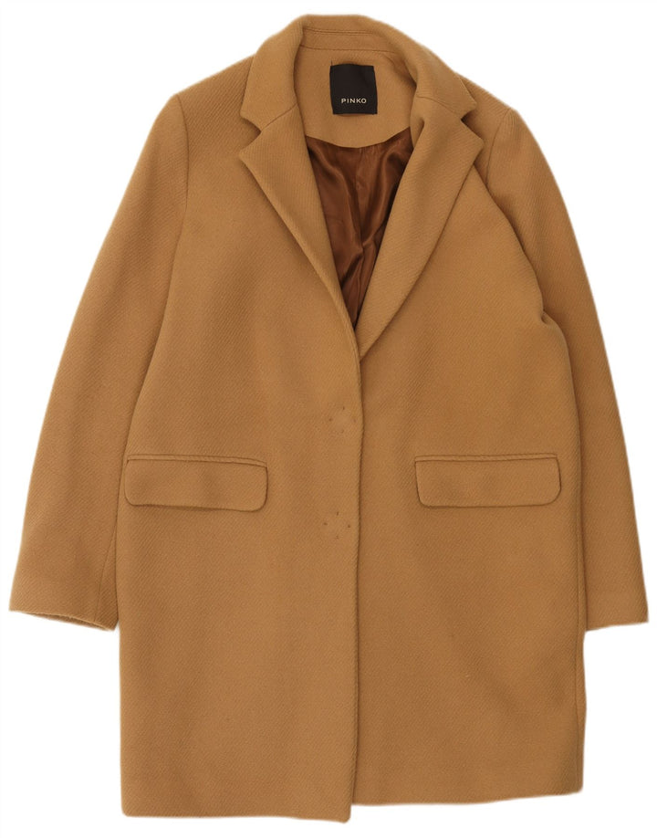 Pinko Womens Overcoat UK 14 Large Beige Wool