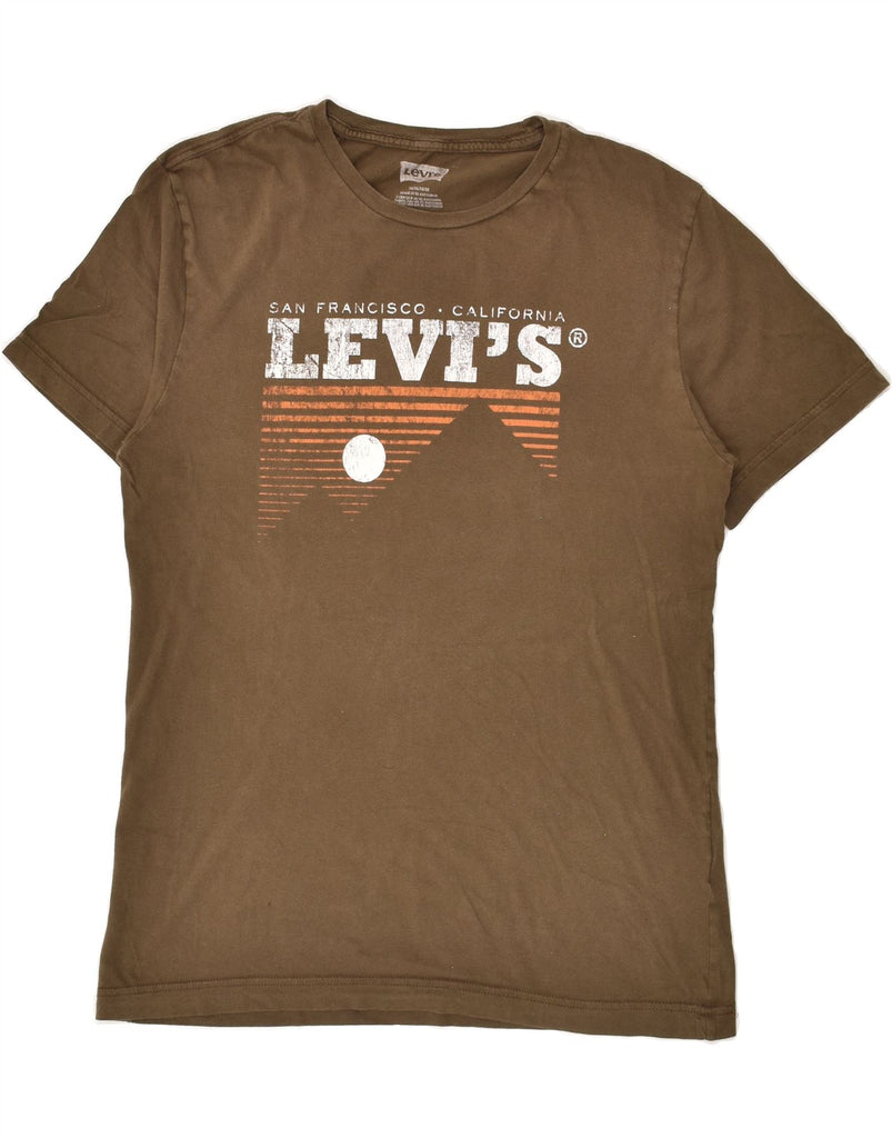 LEVI'S Mens Graphic T-Shirt Top Medium Brown Cotton | Vintage Levi's | Thrift | Second-Hand Levi's | Used Clothing | Messina Hembry 