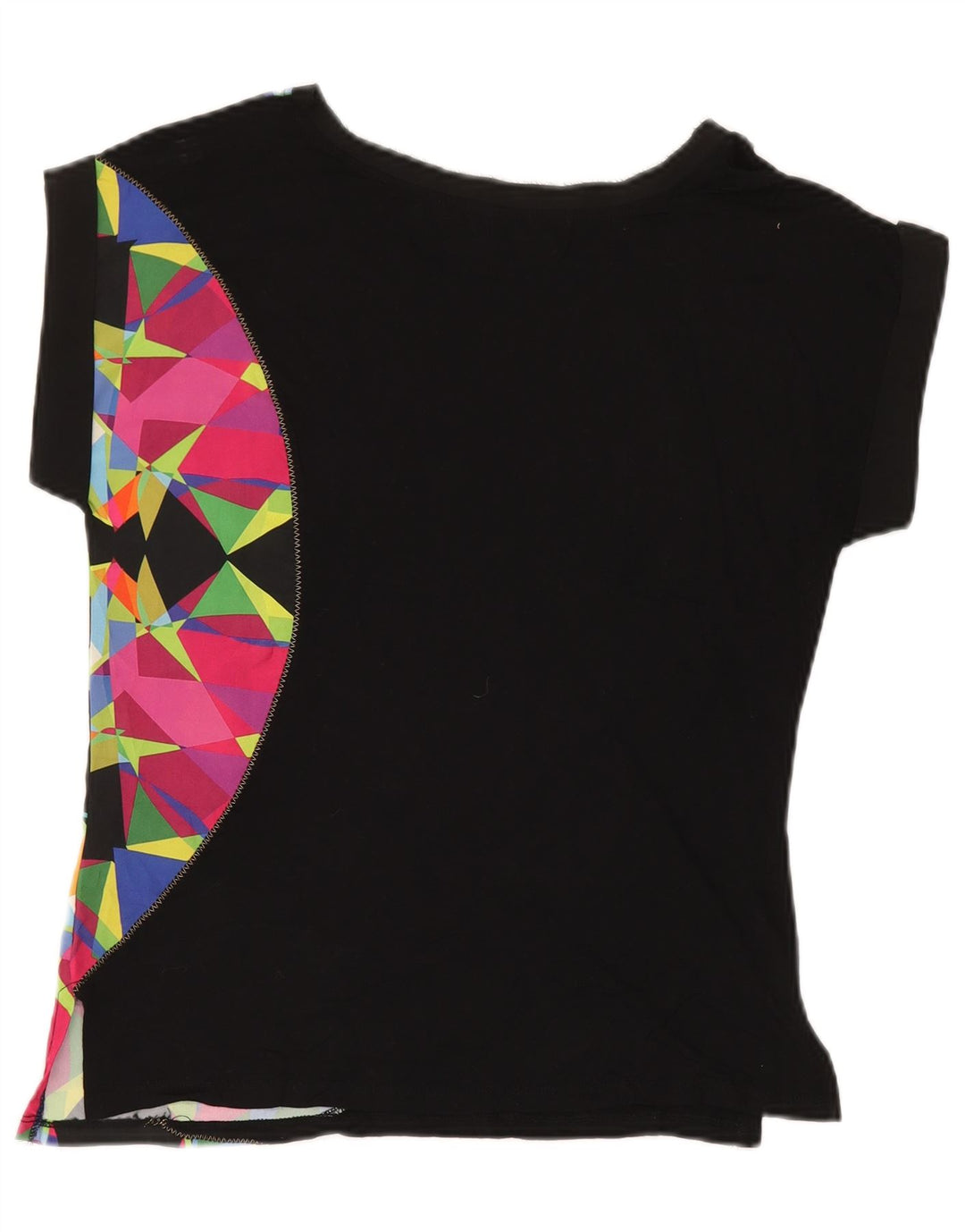 Desigual Womens T-Shirt Top UK 12 Medium Black Geometric