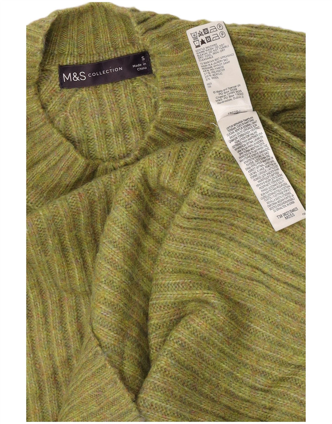 Marks & Spencer Womens Turtle Neck Jumper Sweater UK 10 Small Green
