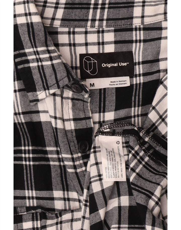 ORIGINAL USE Mens Flannel Shirt Medium Black Check Cotton