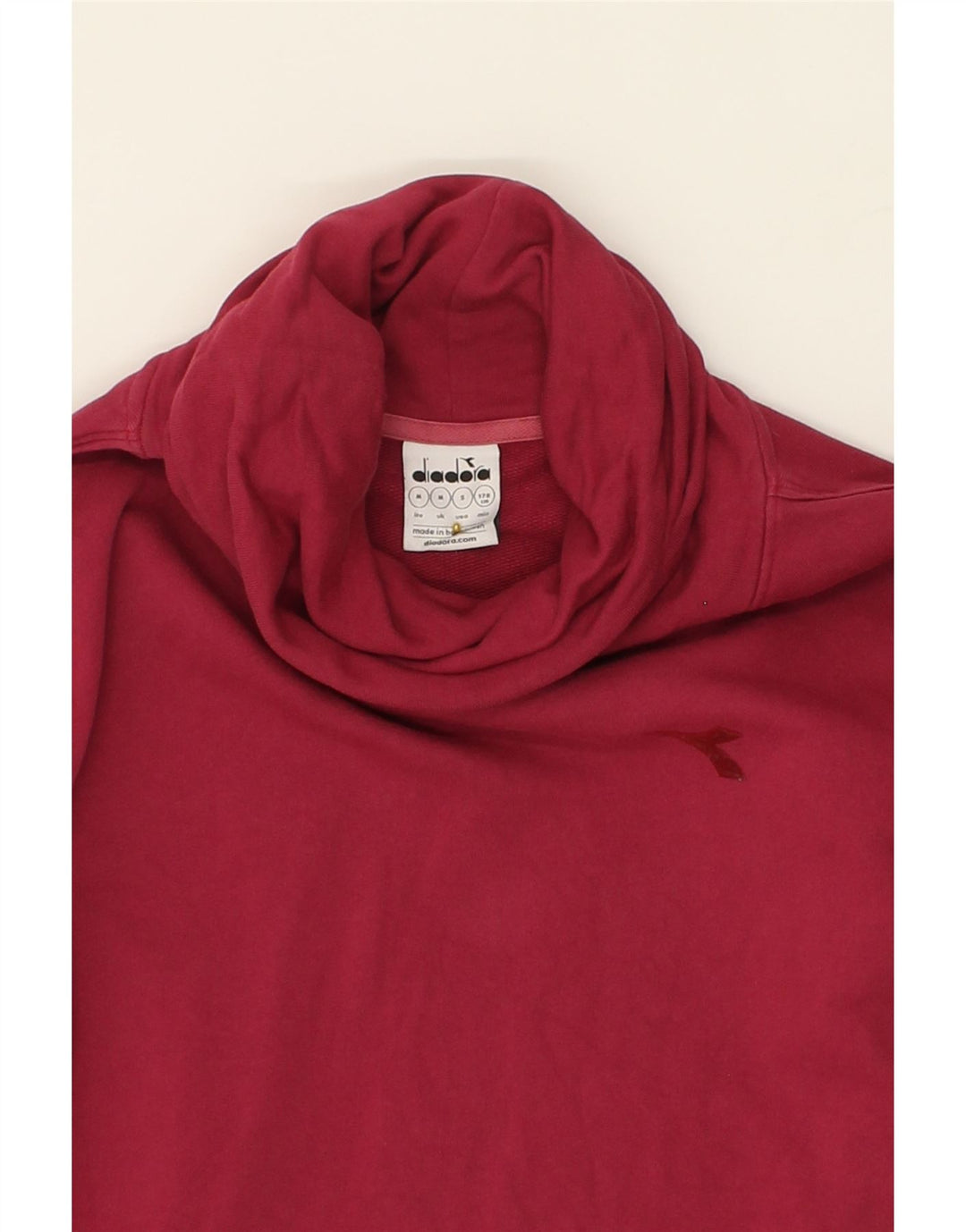 DIADORA Womens Roll Neck Sweatshirt Jumper UK 14 Medium Pink Cotton Vintage Diadora and Second-Hand Diadora from Messina Hembry 