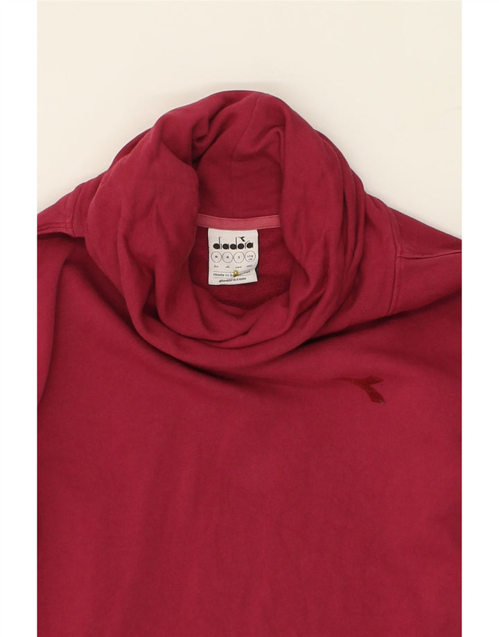 DIADORA Womens Roll Neck Sweatshirt Jumper UK 14 Medium Pink Cotton Vintage Diadora and Second-Hand Diadora from Messina Hembry 
