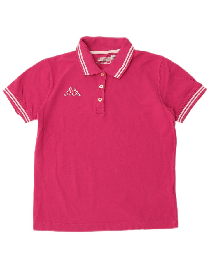 KAPPA Girls Polo Shirt 13-14 Years XL Pink Cotton
