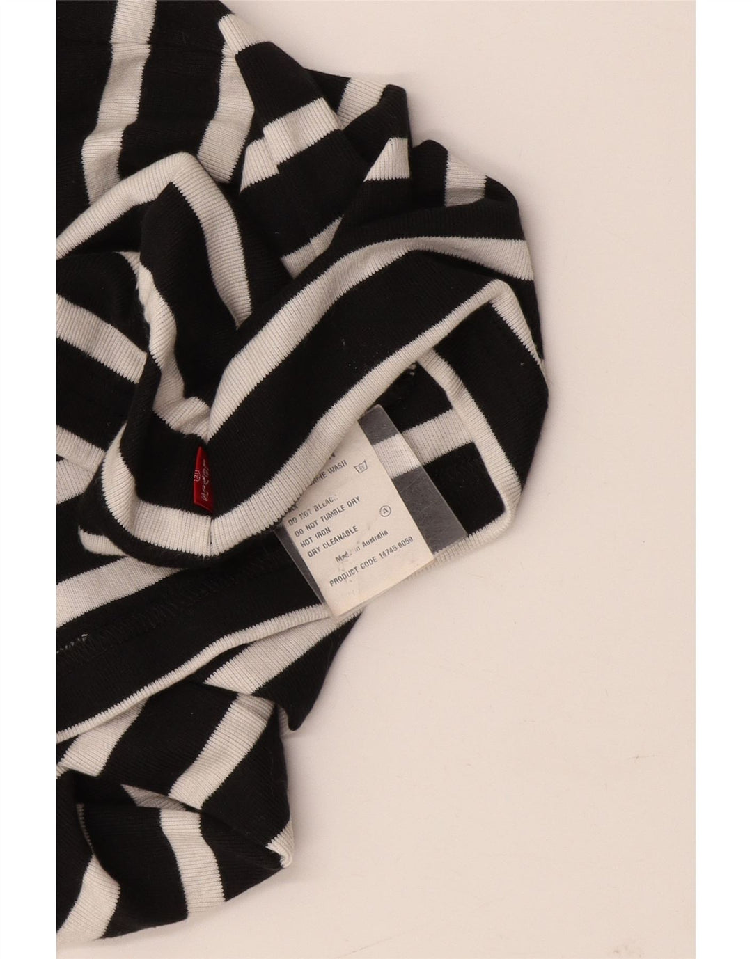 Levi's Womens Crop Halter Top UK 8 Small Black Striped Cotton