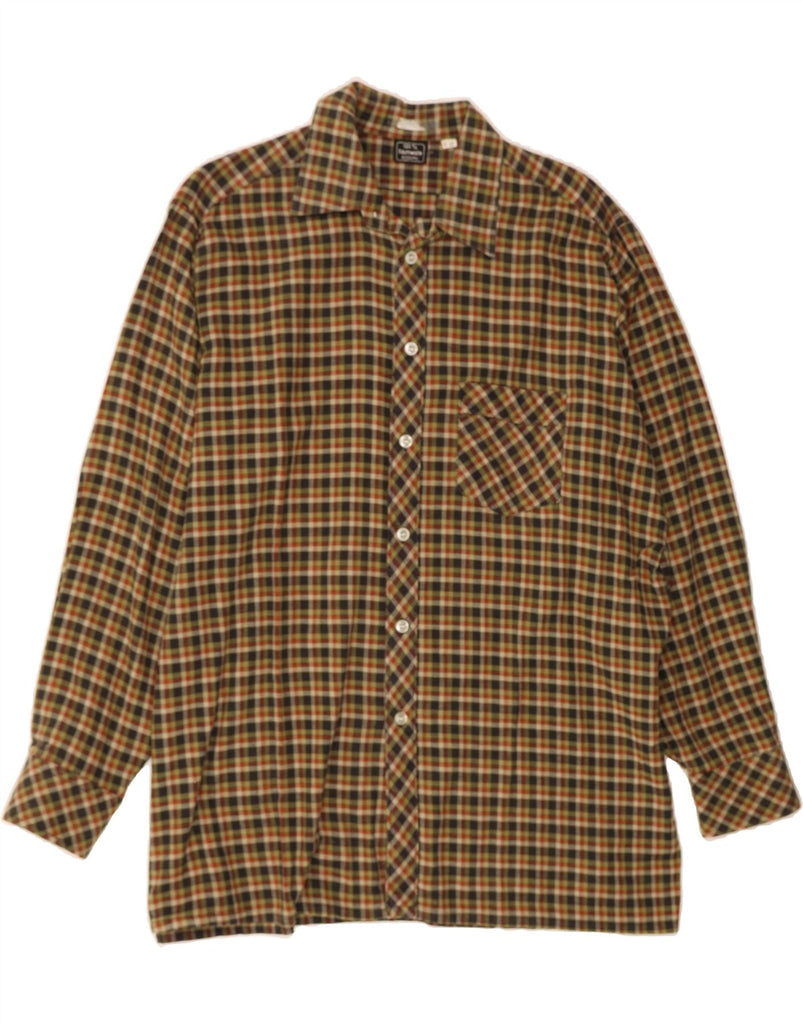 VINTAGE Mens Flannel Shirt Size 41/42 Large Green Check Cotton Vintage Vintage and Second-Hand Vintage from Messina Hembry 