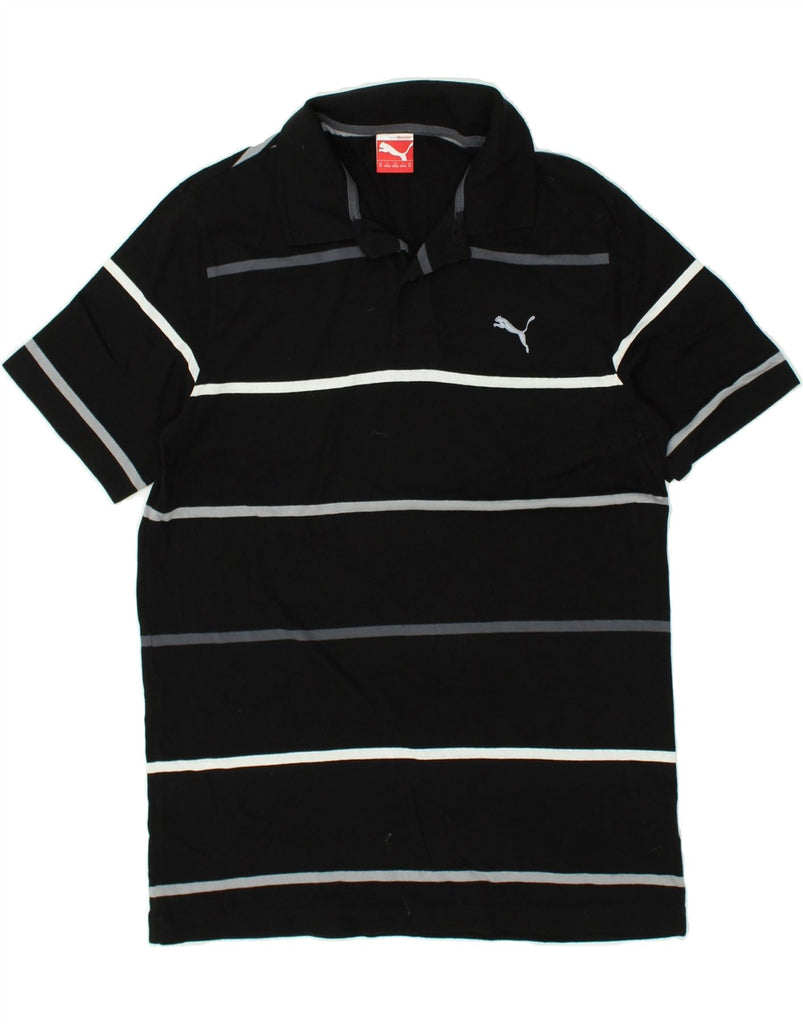 PUMA Mens Polo Shirt Medium Black Striped | Vintage Puma | Thrift | Second-Hand Puma | Used Clothing | Messina Hembry 