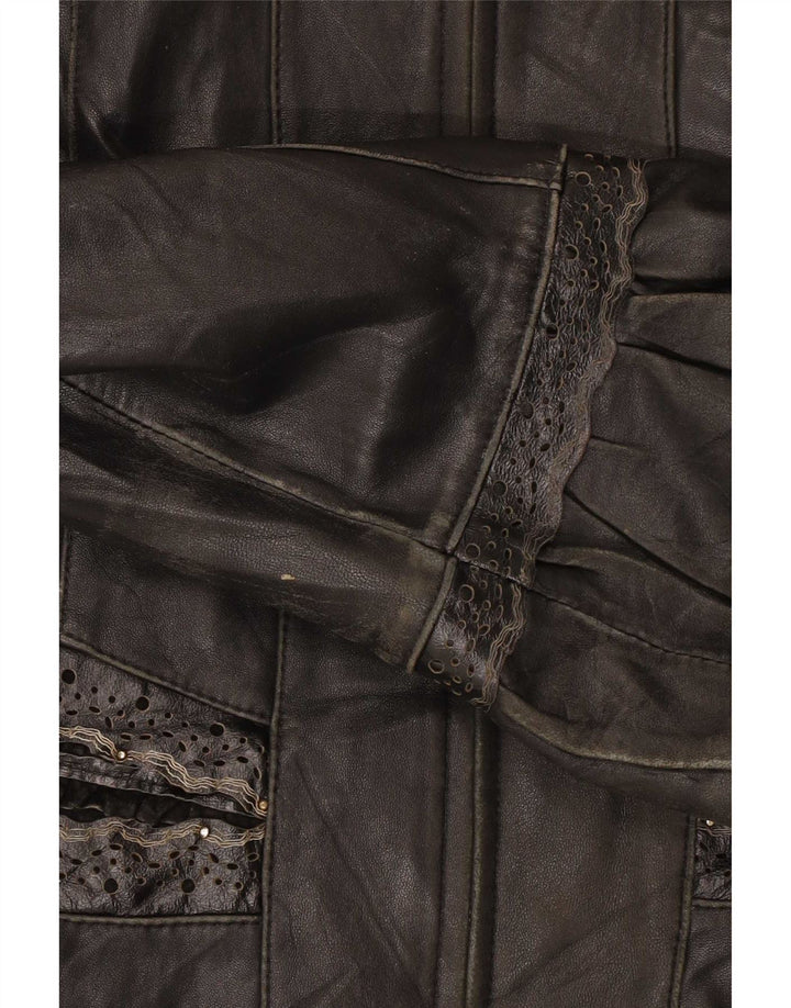 Vintage Womens Leather Jacket UK 12 Medium Black