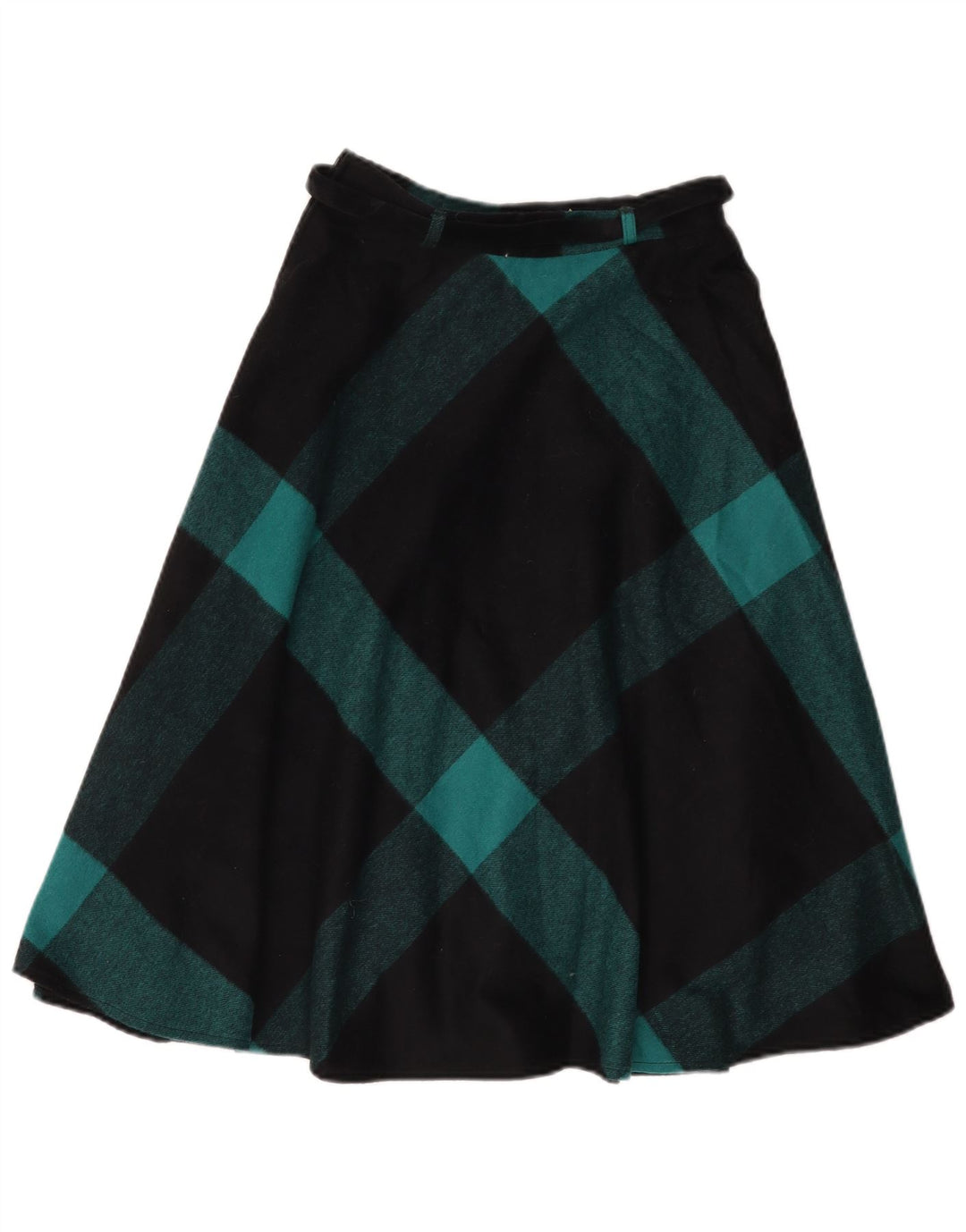 Vintage Womens Flared Skirt IT 42 Medium W26 Black Check Wool