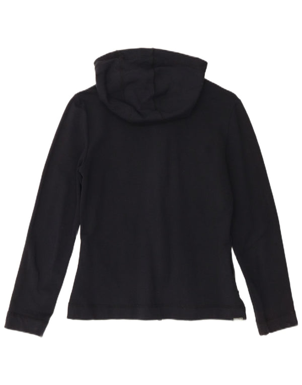 Reebok Womens Zip Hoodie Sweater UK 12 Medium Navy Blue Cotton