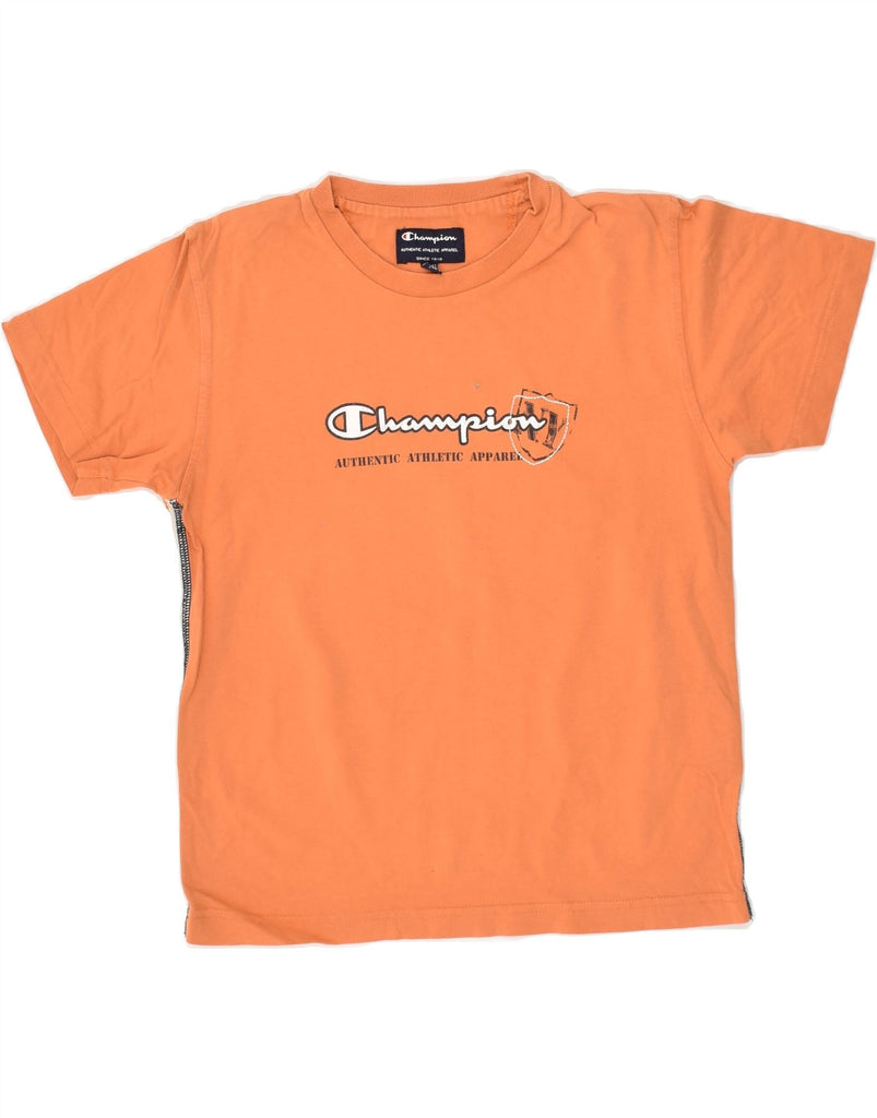 CHAMPION Boys Graphic T-Shirt Top 9-10 Years Medium Orange Cotton | Vintage Champion | Thrift | Second-Hand Champion | Used Clothing | Messina Hembry 