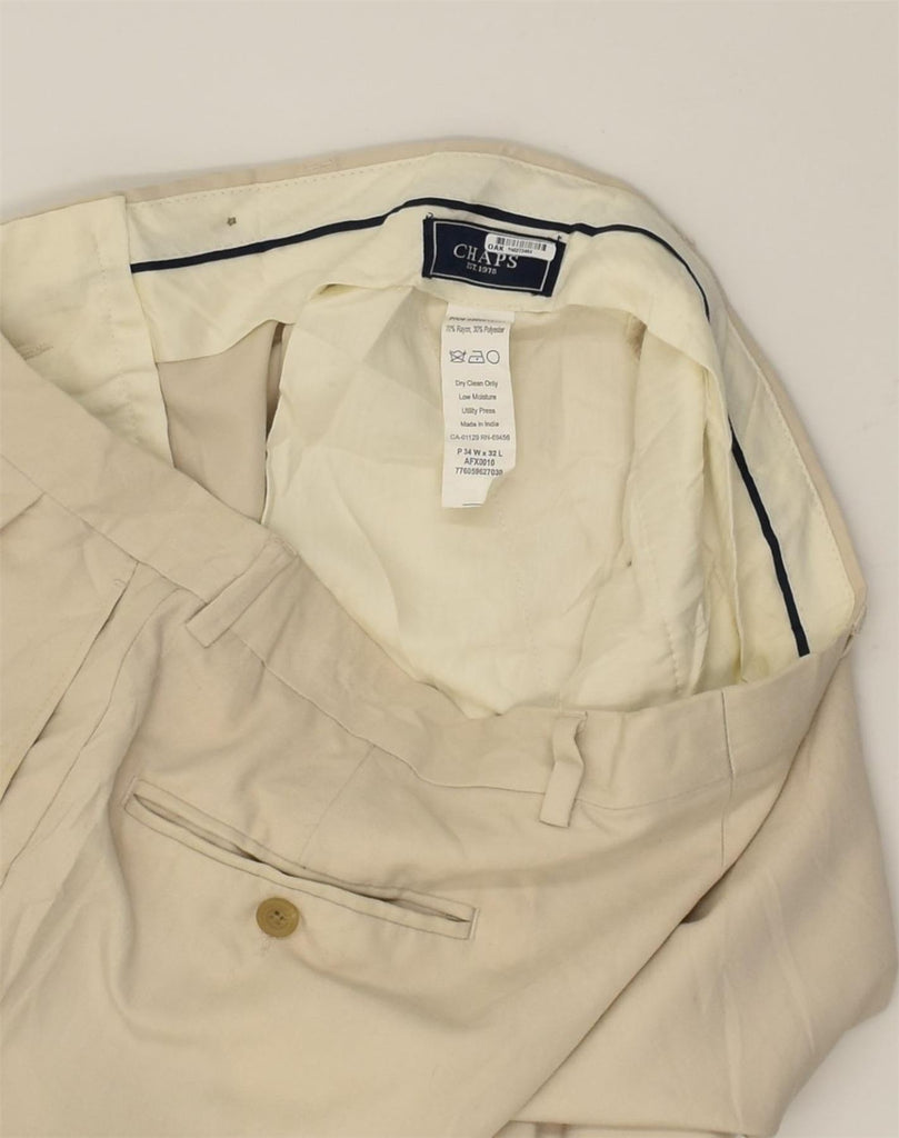 CHAPS Mens Pegged Chino Trousers W34 L32  Beige Rayon | Vintage Chaps | Thrift | Second-Hand Chaps | Used Clothing | Messina Hembry 