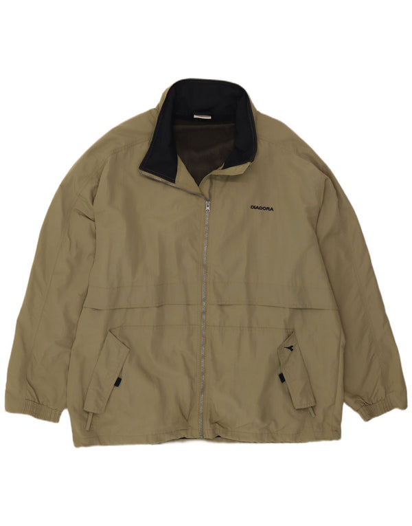 Diadora Mens Hooded Rain Jacket UK 42 XL Khaki Polyamide