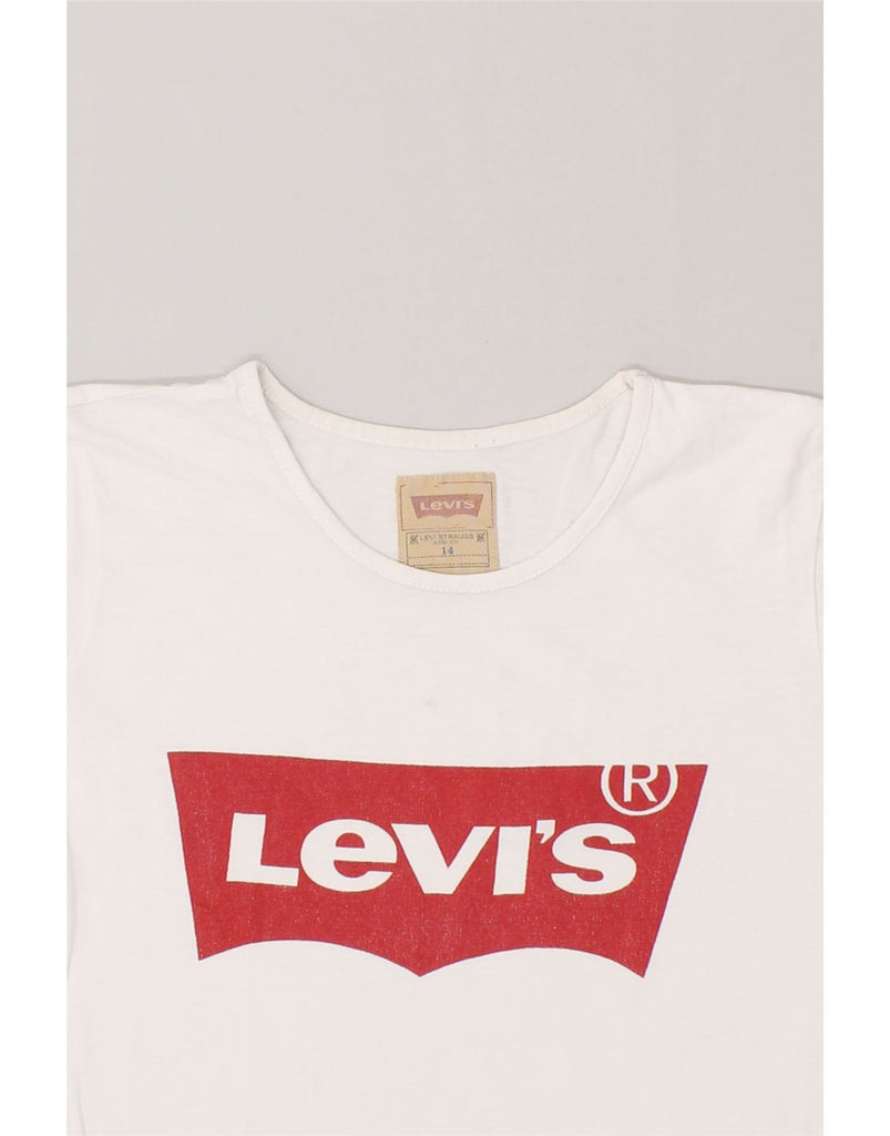 LEVI'S Girls Graphic T-Shirt Top 13-14 Years White Cotton | Vintage Levi's | Thrift | Second-Hand Levi's | Used Clothing | Messina Hembry 