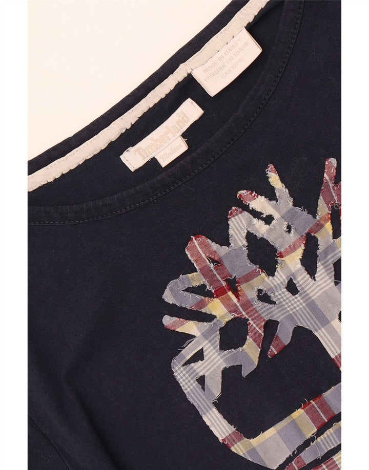 Timberland Womens Graphic T-Shirt Top UK 12 Medium Navy Blue