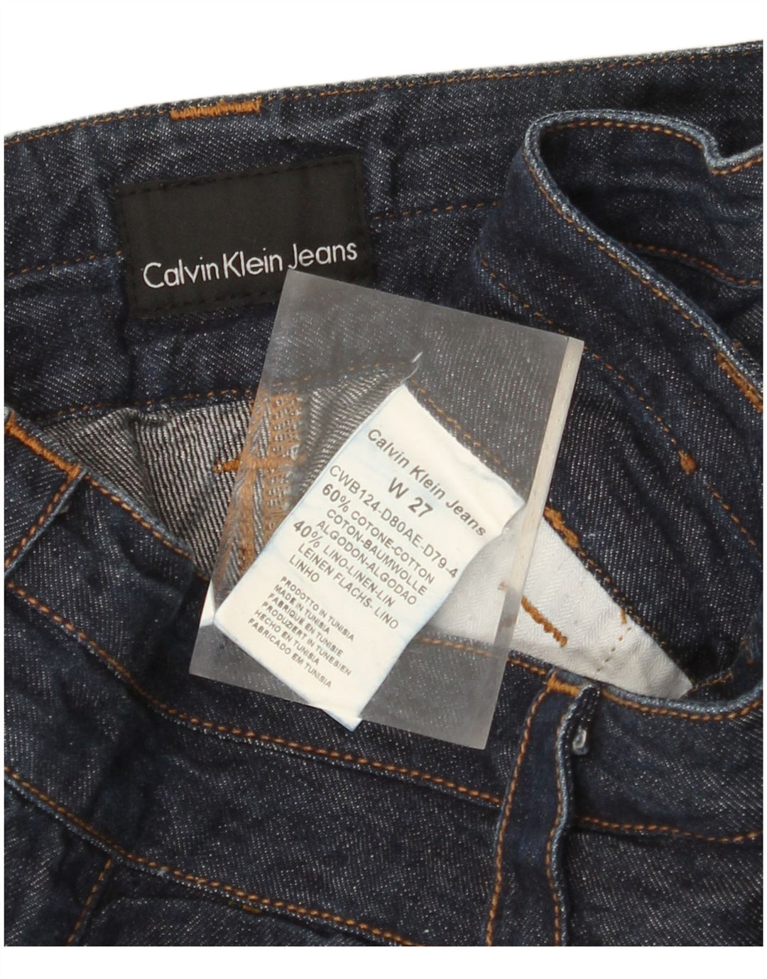 CALVIN KLEIN Womens Straight Jeans W27 L35 Navy Blue Cotton