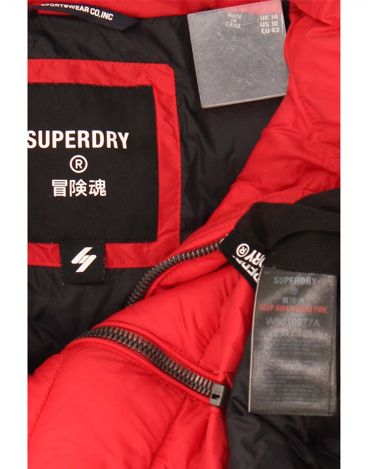 Superdry Womens Padded Jacket UK 14 Large Red Polyester