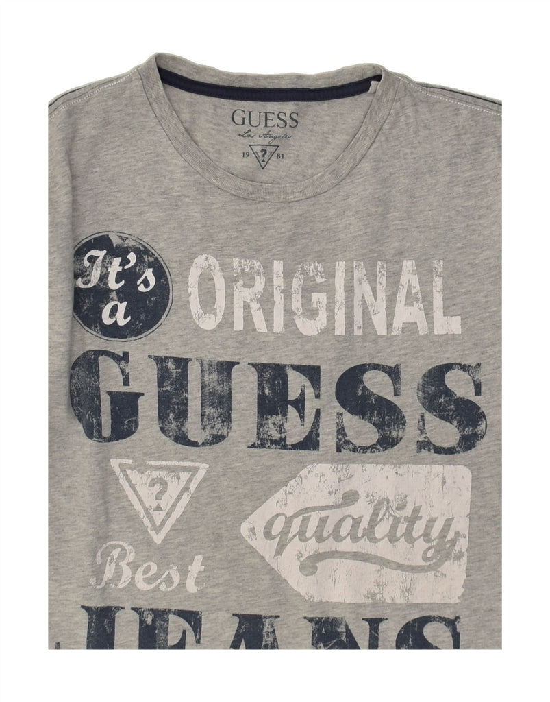 GUESS Boys Graphic Top Long Sleeve 15-16 Years Grey Cotton | Vintage Guess | Thrift | Second-Hand Guess | Used Clothing | Messina Hembry 