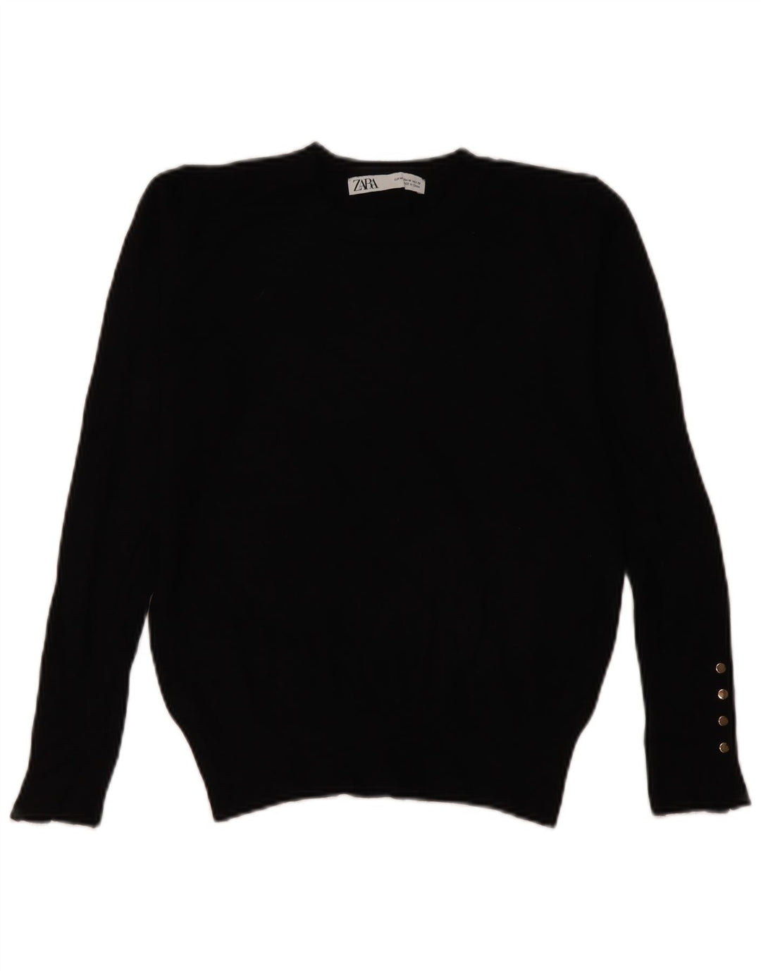 Zara Womens Crew Neck Jumper Sweater UK 14 Medium Black Viscose