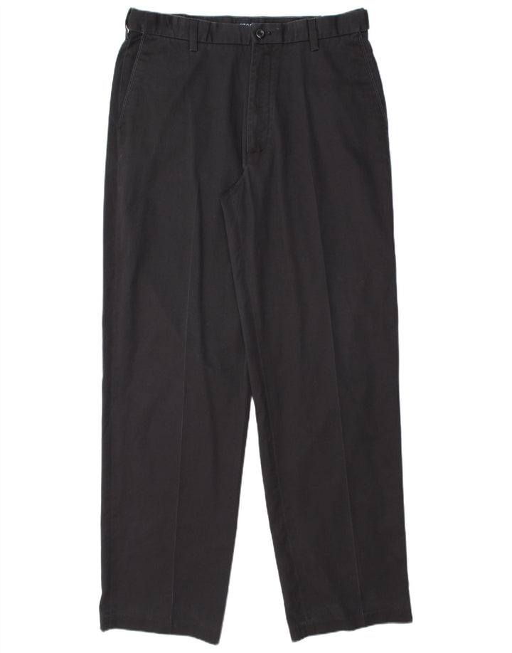 IZOD Mens Straight Chino Trousers W34 L34 Navy Blue Cotton