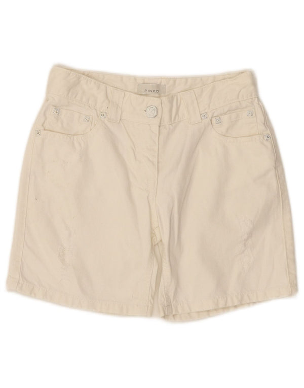 Pinko Girls Denim Shorts 11-12 Years Large W26 White Cotton