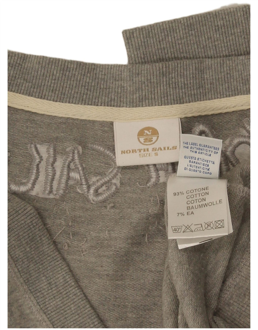 North Sails Womens Graphic Sweatshirt Jumper UK 10 Small Grey Cotton