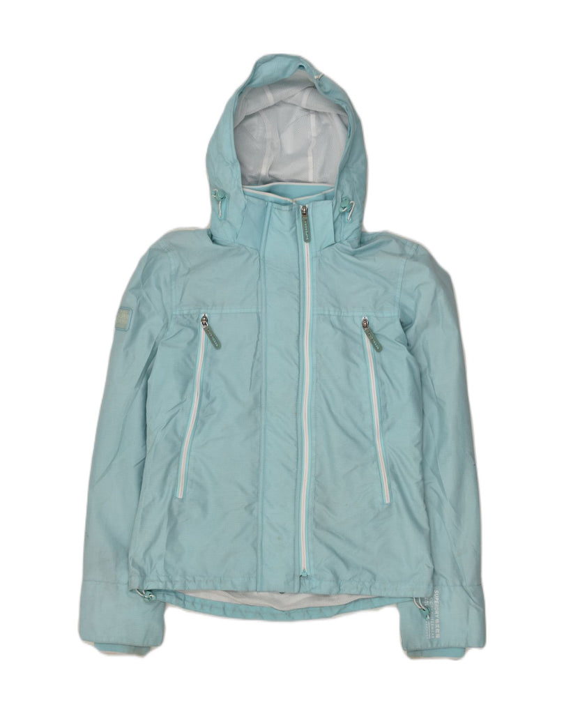 SUPERDRY Womens Hooded Rain Jacket UK 10 Small  Blue Polyester | Vintage Superdry | Thrift | Second-Hand Superdry | Used Clothing | Messina Hembry 