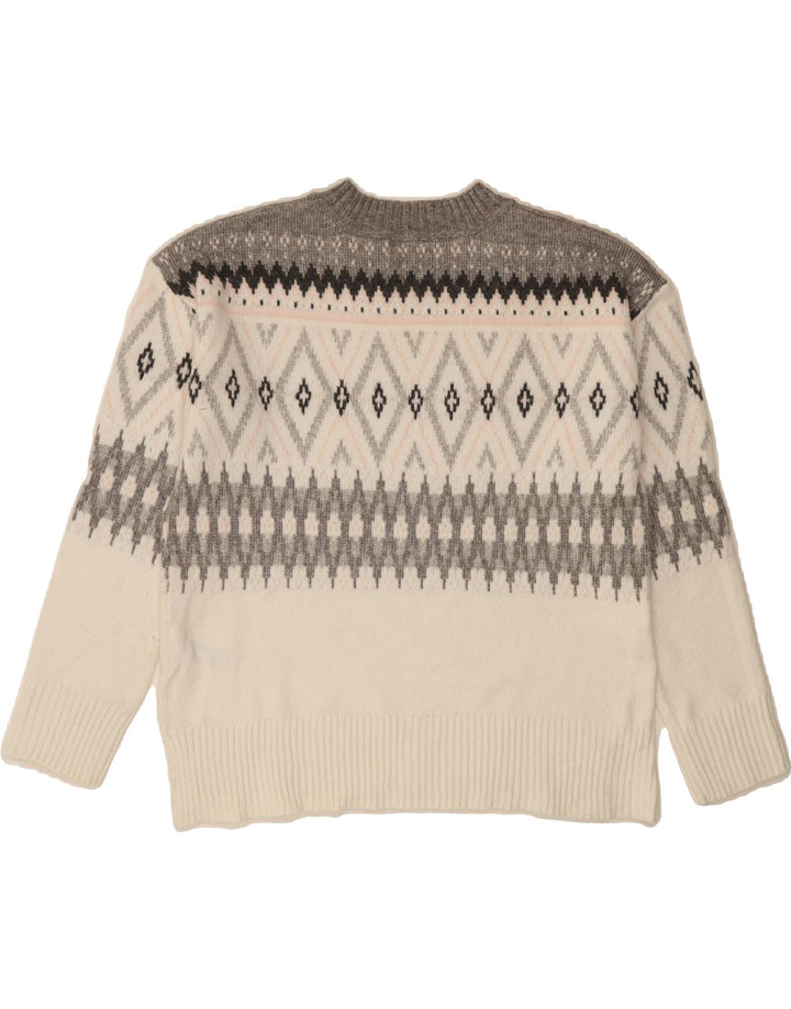 MARKS & SPENCER Womens Crew Neck Jumper Sweater UK 14 Medium White Vintage Marks & Spencer and Second-Hand Marks & Spencer from Messina Hembry 