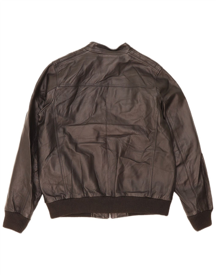 Marks & Spencer Boys Leather Jacket 13-14 Years Black Leather
