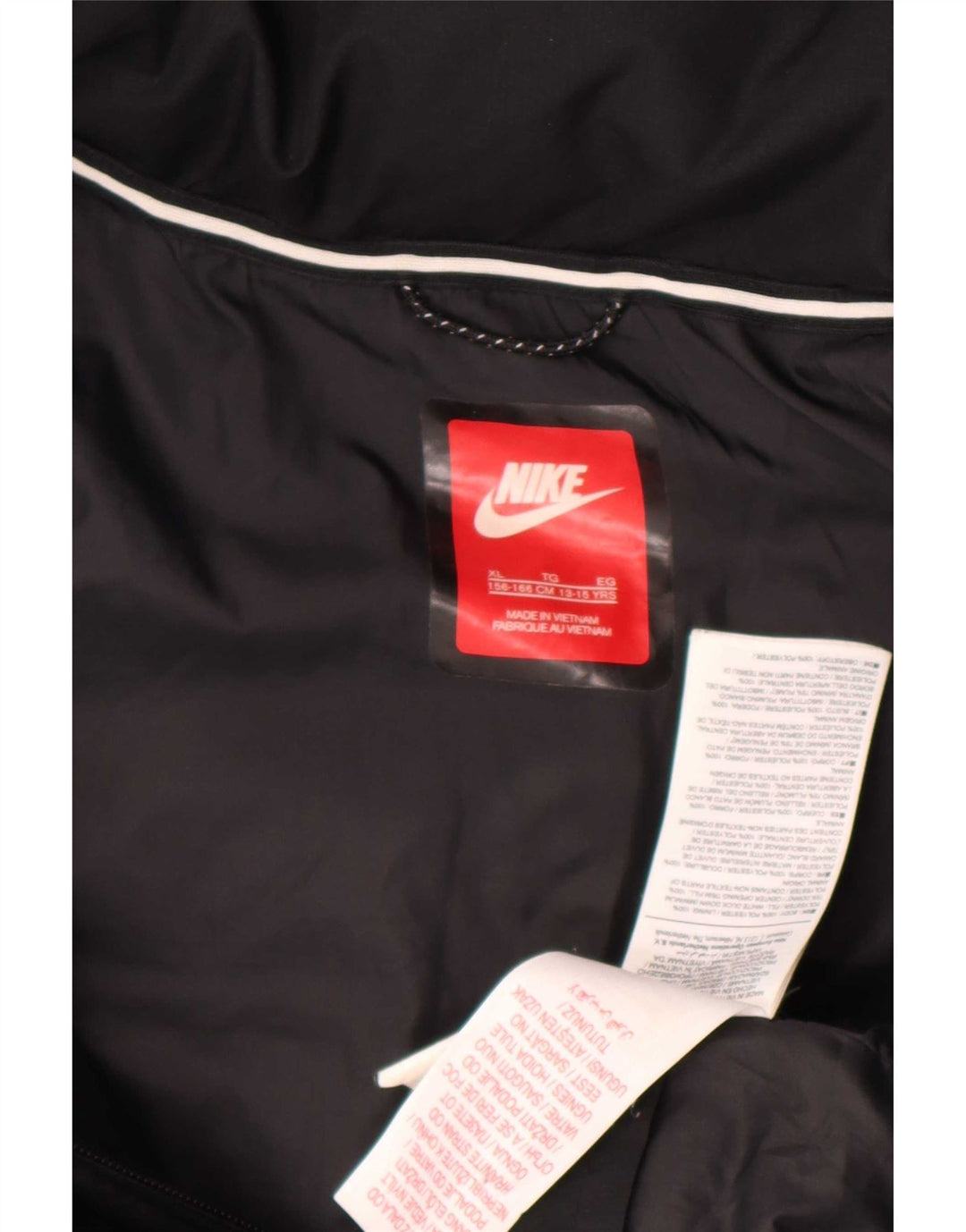 Nike Girls Hooded Padded Coat 13-14 Years XL Black Polyester